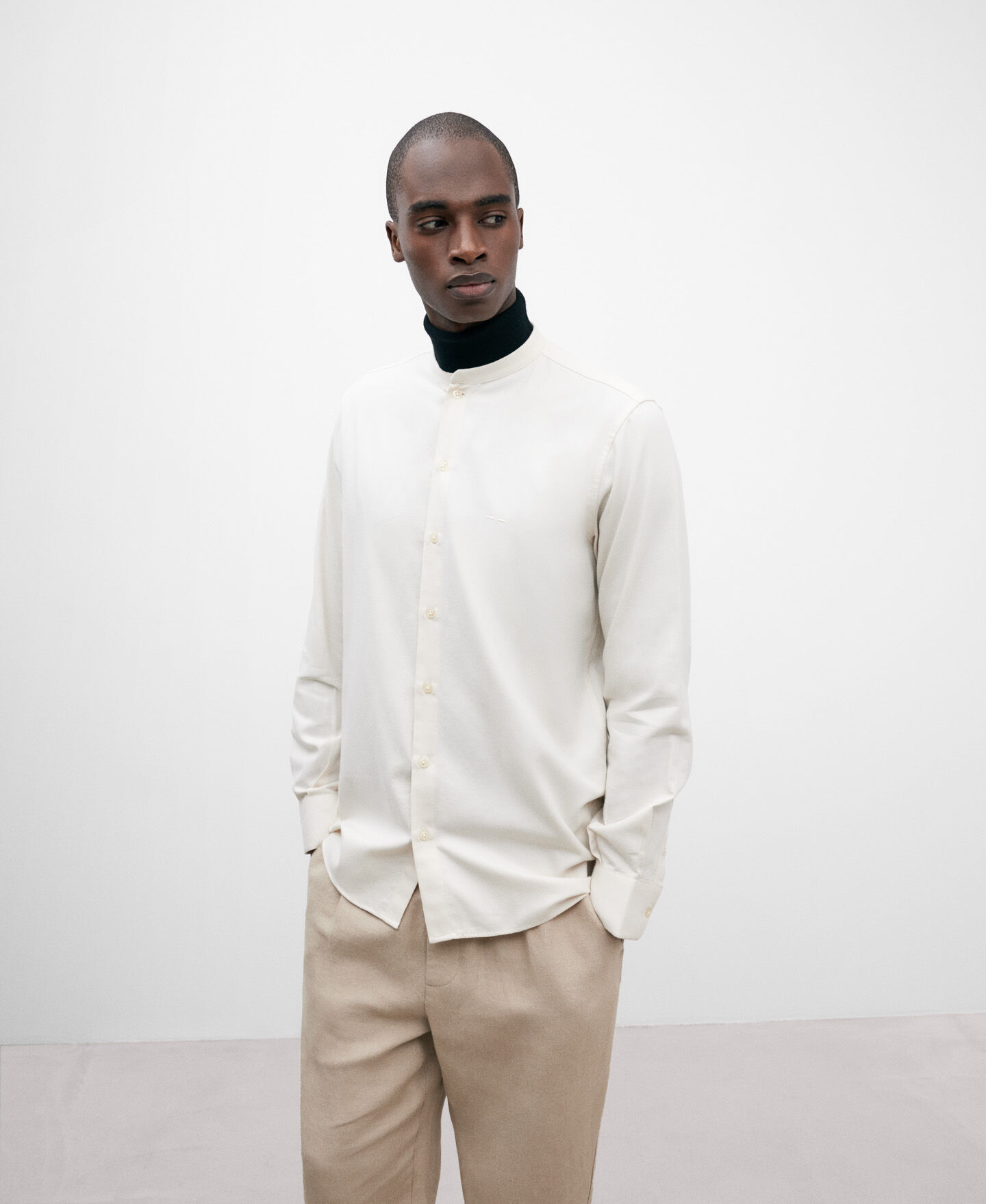 Ecru Mandarin collar shirt for men AD UK