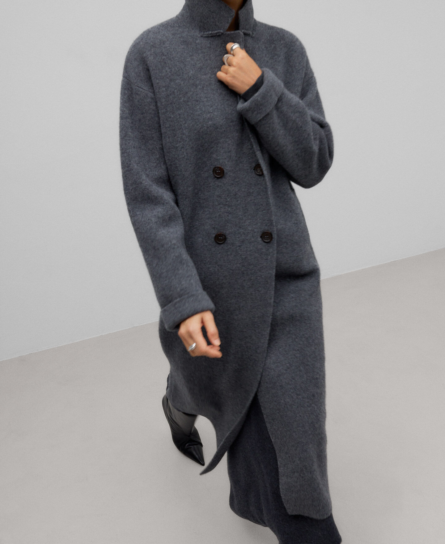 Manteau femme gris chiné laine hotsell