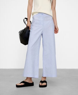 Cotton seersucker culotte trousers