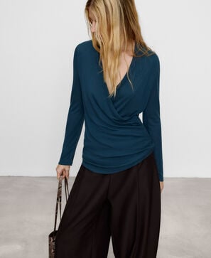 Long sleeve wrap T-shirt