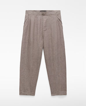 Cal&ccedil;as de trabalho em linho europeu