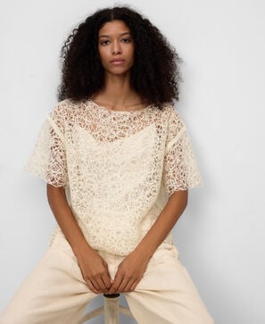 Embroidered knit top woman
