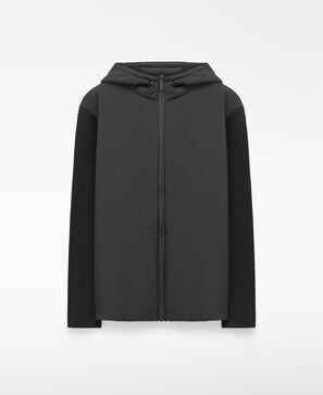 Nylon and knit hooded jacket