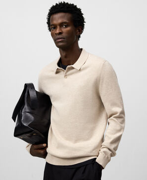 Regular fit long sleeve polo shirt man