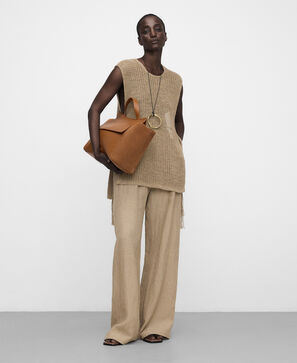 Gilet ouvert en maille lin rustique