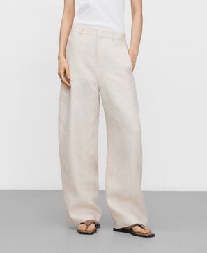 Pantalon barrel fit en lin europ&eacute;en
