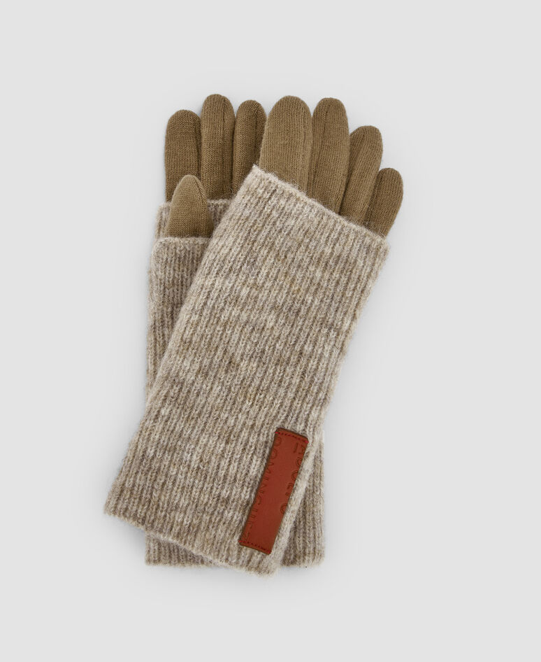 Two-tone wool knitted gloves