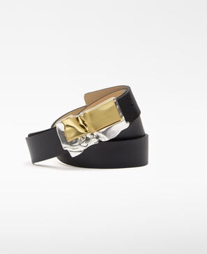 Reversible belt with jewel buckle woman