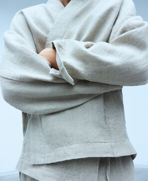European linen wrap kimono jacket
