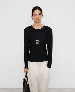 Long sleeve T-shirt with shoulder pads