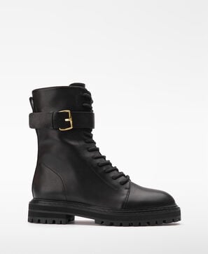 Bota militar hebilla piel mujer