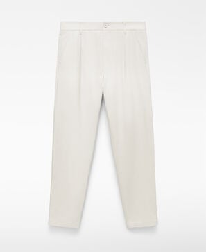 Relaxed fit pleated chino trousers