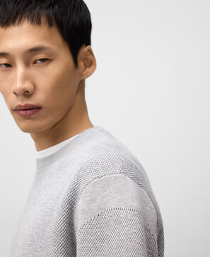 Cotton structured knit sweater man