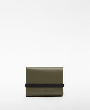 Leather wallet with elastic closure man