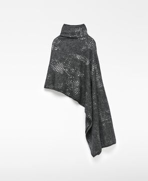 Cape asymétrique en maille jacquard pour femme