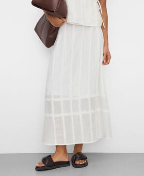 Ramie A-line pleated skirt