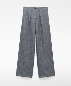 Linen checkered trousers
