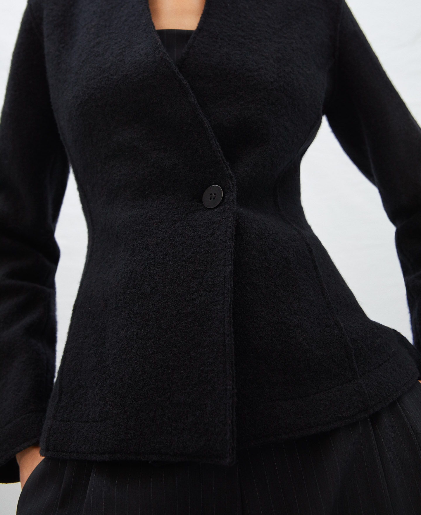 boiled wool crossover coat