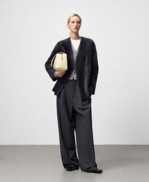 Fuzzy knit jacket woman