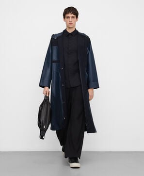 Mixed-fabric trench coat man
