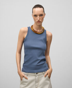 Cotton ribbed tank top woman
