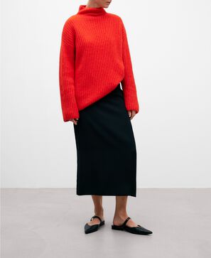 Coral alpaca knitted sweater for women