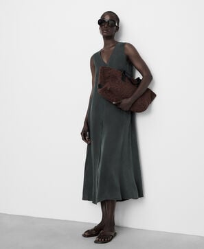 A-line V-neckline long dress