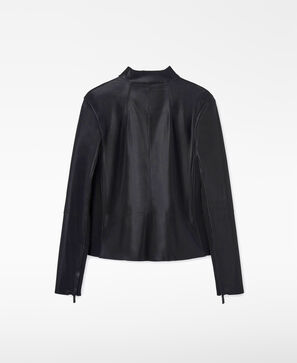 Leather-Non-Leather fitted jacket woman