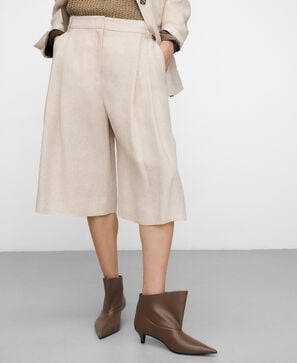 Bermuda double pinces en lin europ&eacute;en