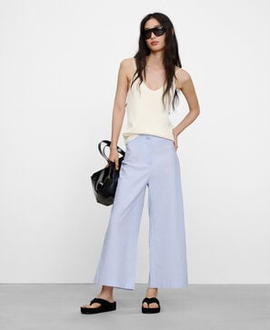 Cotton seersucker culotte trousers
