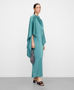 Satin long dress with shawl