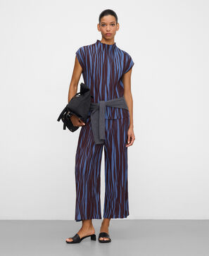 Two-tone irregular pleated trousers