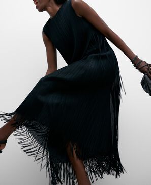 Recycled polyester fringed dress