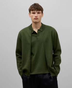 Bomber neck cardigan man