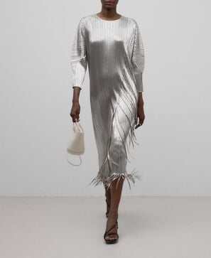 Silver crinkle dress woman