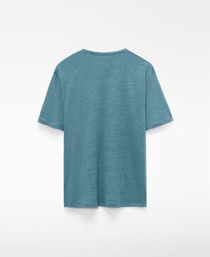 T-shirt de corte regular em linho europeu