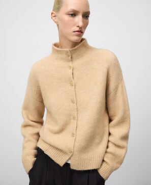 Cardigan en maille col cheminée pour femme