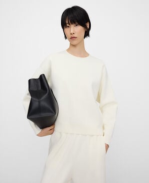 Piqué knit rolled neck sweater woman