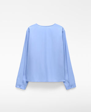 Draped boat neckline blouse