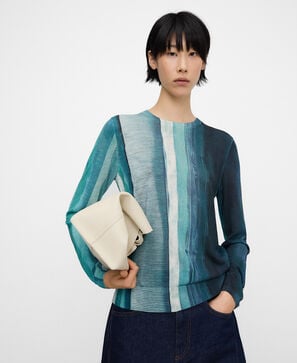 Printed fine-knit sweater woman