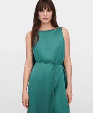 A-line satin dress with back cape