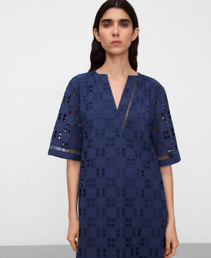 Poplin caftan with English embroidery