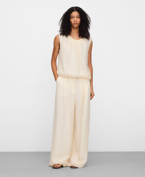 Double-fabric pleated trousers