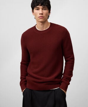 Cotton structured knit sweater man