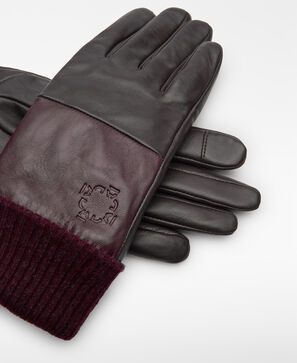 Two-tone leather gloves woman