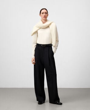 Jersey cuello caja lana merino mujer