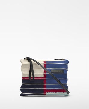 Printed knit pleated toiletry bag woman