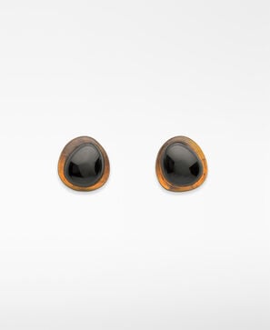 Boucles d'oreilles circulaires en r&eacute;sine bicolore