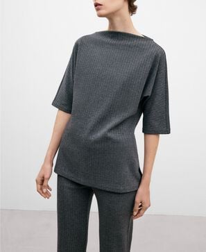 Grey polyester long top for women