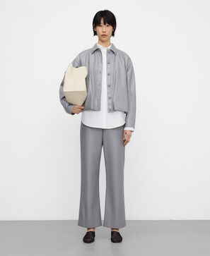 Leather-Non-Leather flare trousers